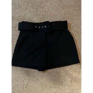 Zara Black High Waist Belted Shorts